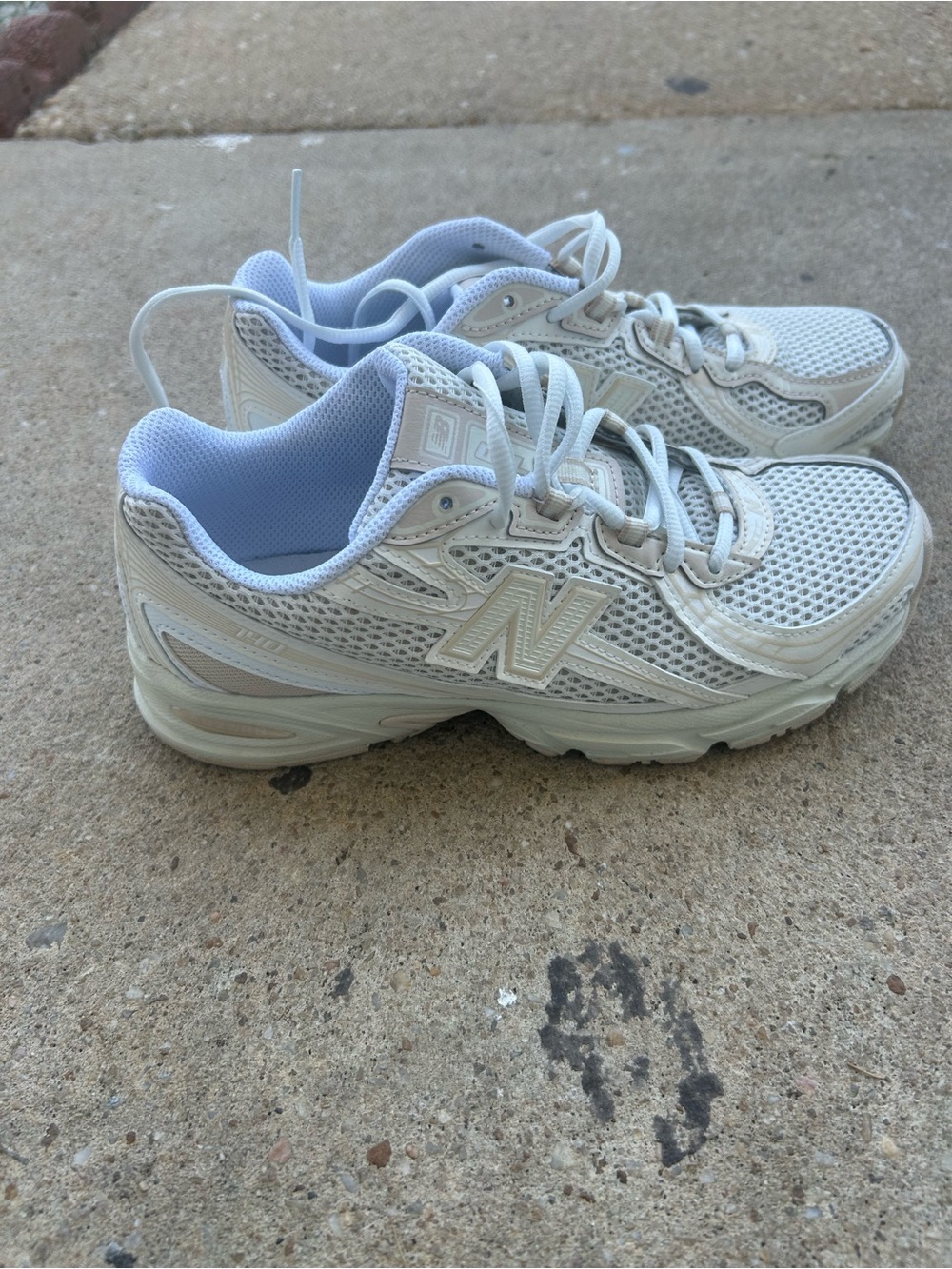 New Balance White and Light Gray Mesh Trainers